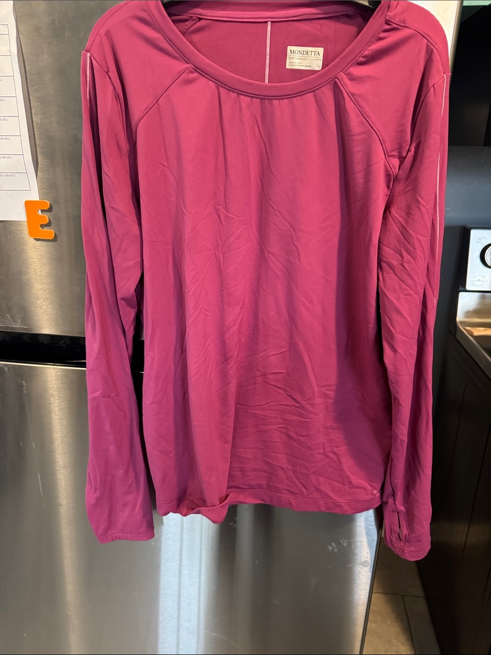 Mondetta Women's Long Sleeve Crew Neck Top - Fuchsia Pink